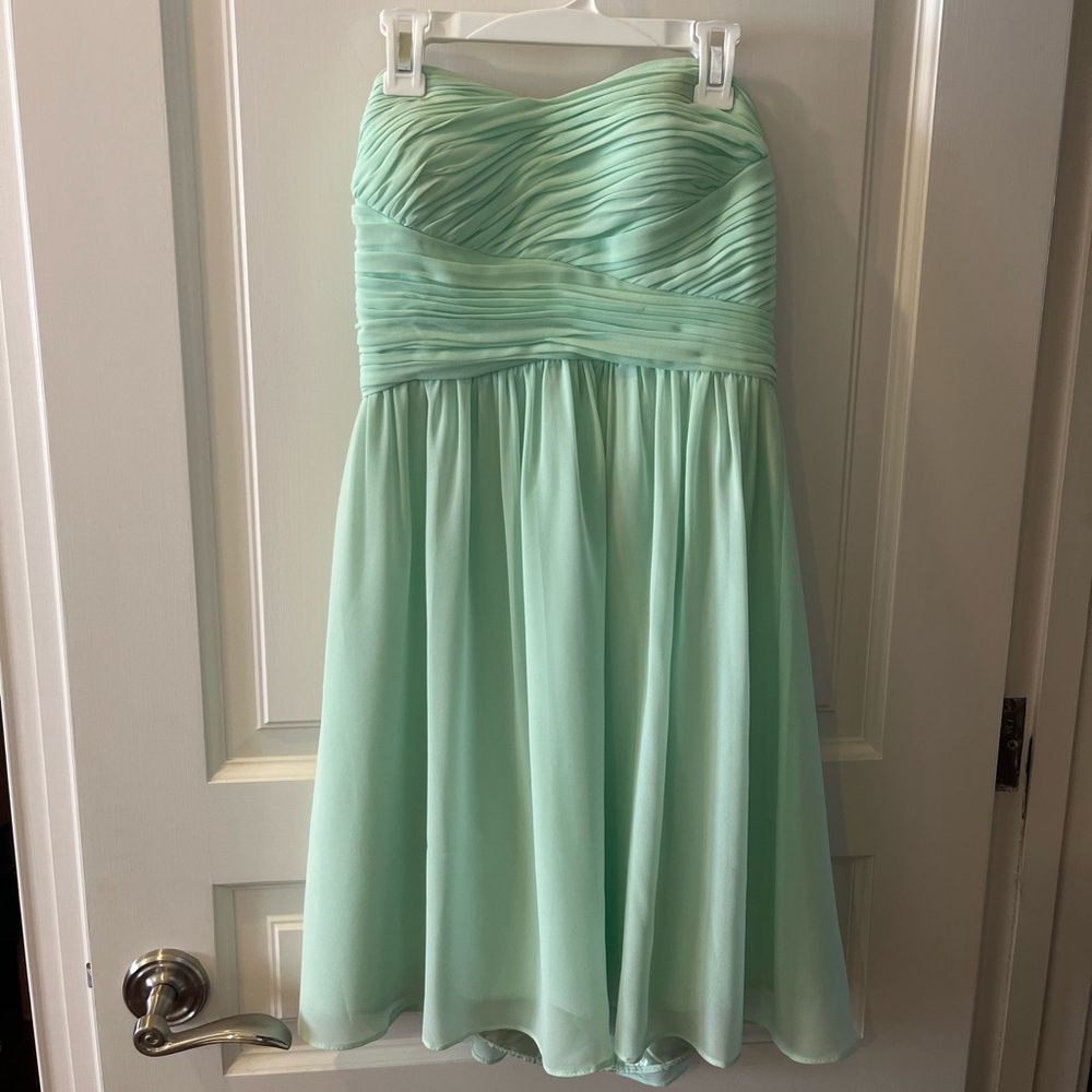 Donna Morgan Strapless Mint Chiffon Mini Dress Size 2